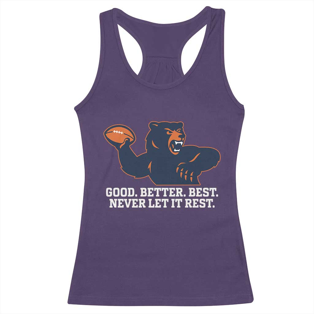Good Better Best Motivational CFB Racerback Tank Top Never Let It Rest TS02 Purple Print Your Wear