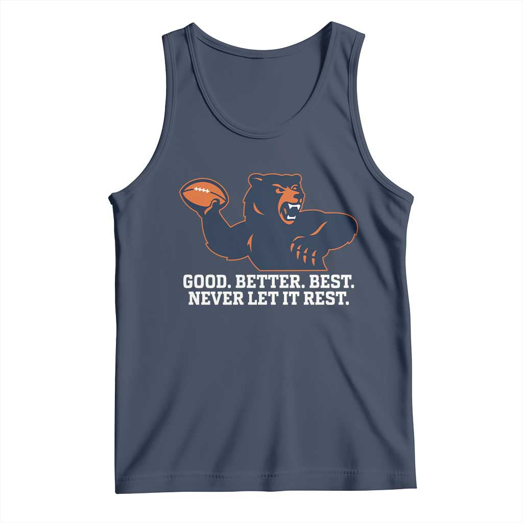 Good Better Best Motivational CFB Tank Top Never Let It Rest TS02 Navy Print Your Wear