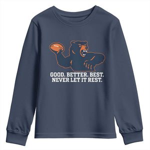 Good Better Best Motivational CFB Youth Sweatshirt Never Let It Rest TS02 Navy Print Your Wear