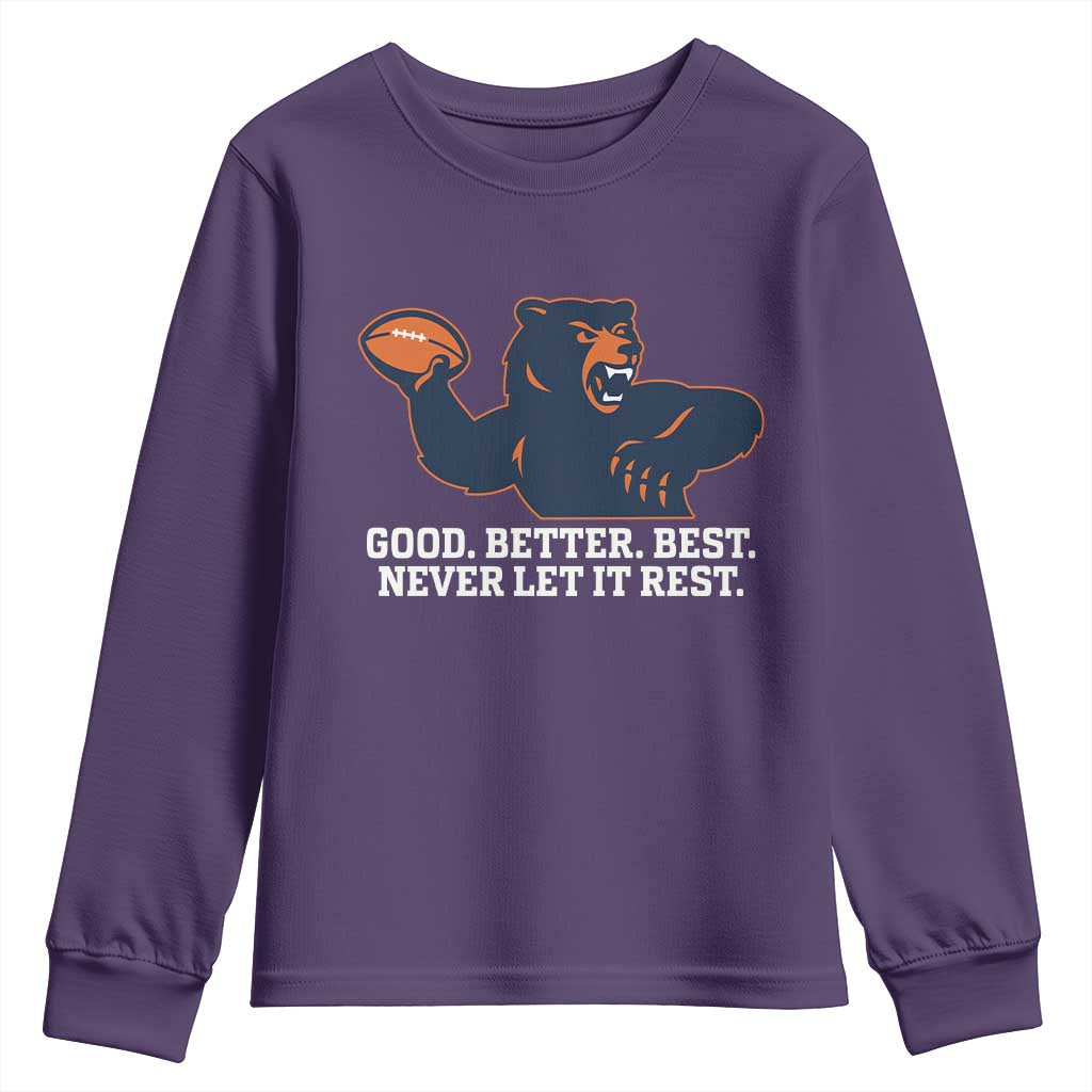 Good Better Best Motivational CFB Youth Sweatshirt Never Let It Rest TS02 Purple Print Your Wear