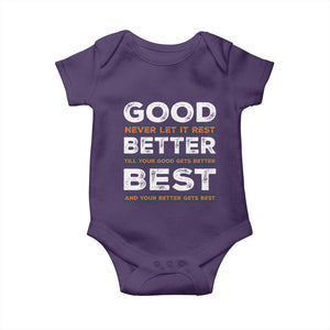 Good Better Best Never Let It Rest Motivational Baby Onesie Classic Typography Graphic TS02 Purple Print Your Wear