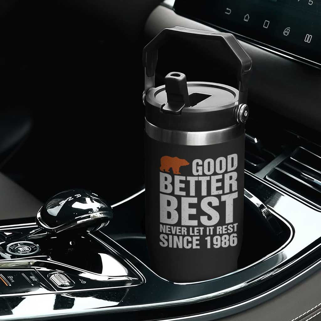 Good Better Best Since 1986 Flip Straw Tumbler Never Let It Rest Motivational CFB TS02 Print Your Wear