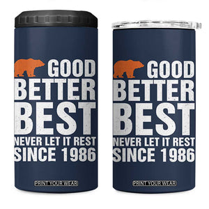 Good Better Best Since 1986 4 in 1 Can Cooler Tumbler Never Let It Rest Motivational CFB TS02 One Size: 16 oz Navy Print Your Wear