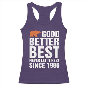 Good Better Best Since 1986 Racerback Tank Top Never Let It Rest Motivational CFB TS02 Purple Print Your Wear