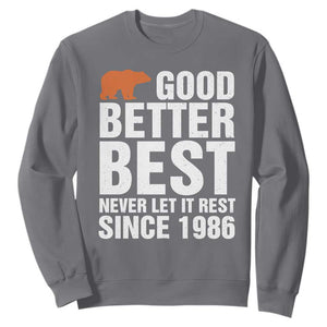 Good Better Bear Since 1986 Sweatshirt Never Let It Rest Motivational Chicago Football TS02 Charcoal Print Your Wear