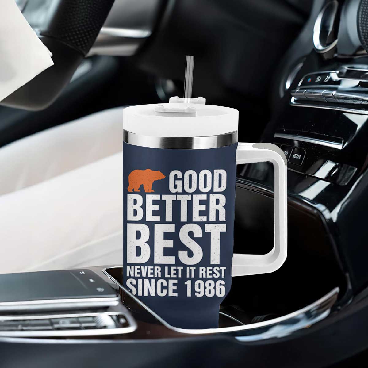 Good Better Best Since 1986 Tumbler With Handle Never Let It Rest Motivational CFB TS02 Print Your Wear