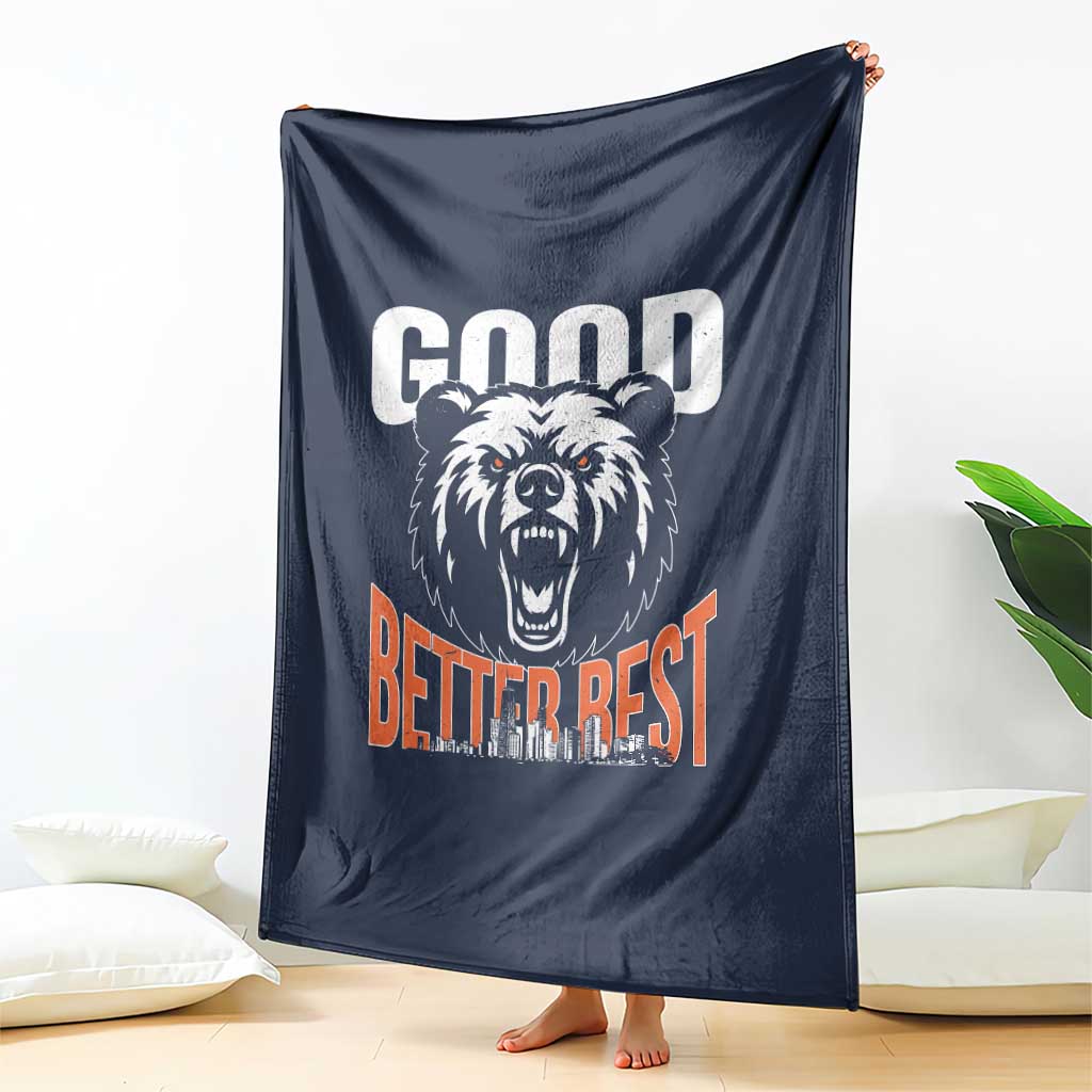 Good Better Best Graphic Throw Blanket Motivational Sports Fan Chicago Skyline TS02 Print Your Wear