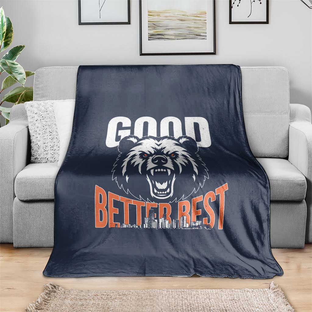 Good Better Best Graphic Throw Blanket Motivational Sports Fan Chicago Skyline TS02 Print Your Wear