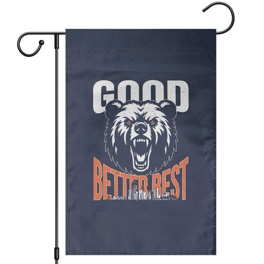 Good Better Best Graphic Garden Flag Motivational Sports Fan Chicago Skyline TS02 Navy Print Your Wear