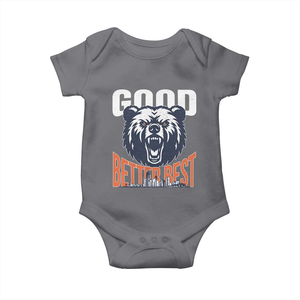 Good Better Best Graphic Baby Onesie Motivational Sports Fan Chicago Skyline TS02 Charcoal Print Your Wear