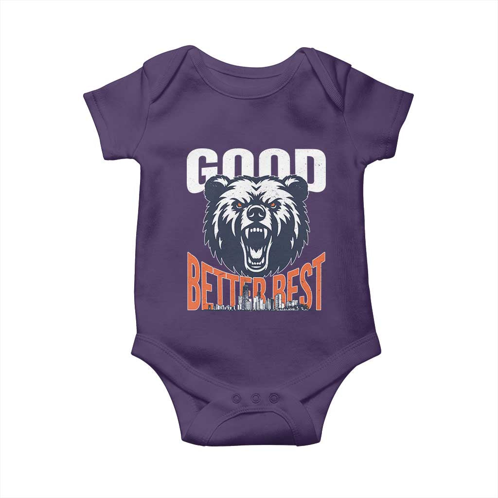 Good Better Best Graphic Baby Onesie Motivational Sports Fan Chicago Skyline TS02 Purple Print Your Wear