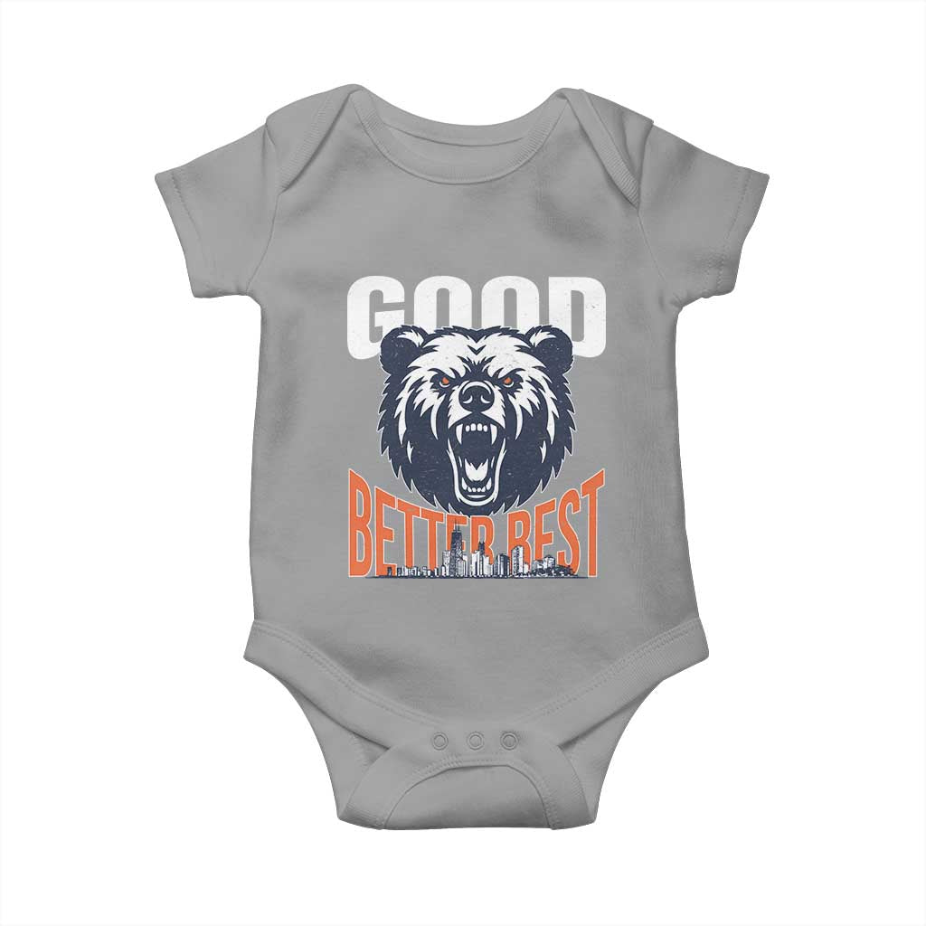 Good Better Best Graphic Baby Onesie Motivational Sports Fan Chicago Skyline TS02 Sport Gray Print Your Wear
