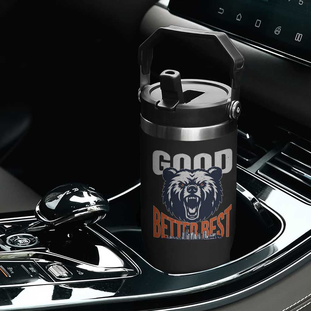 Good Better Best Graphic Flip Straw Tumbler Motivational Sports Fan Chicago Skyline TS02 Print Your Wear