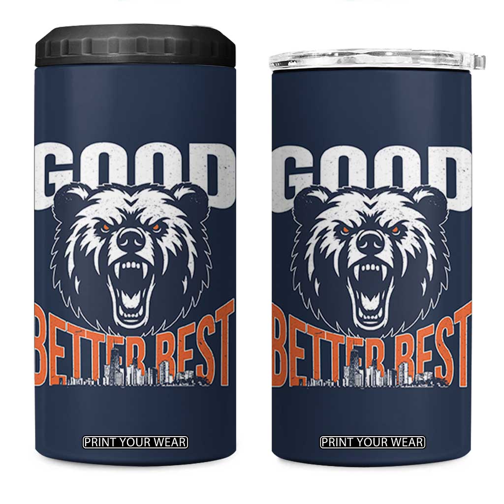 Good Better Best Graphic 4 in 1 Can Cooler Tumbler Motivational Sports Fan Chicago Skyline TS02 One Size: 16 oz Navy Print Your Wear