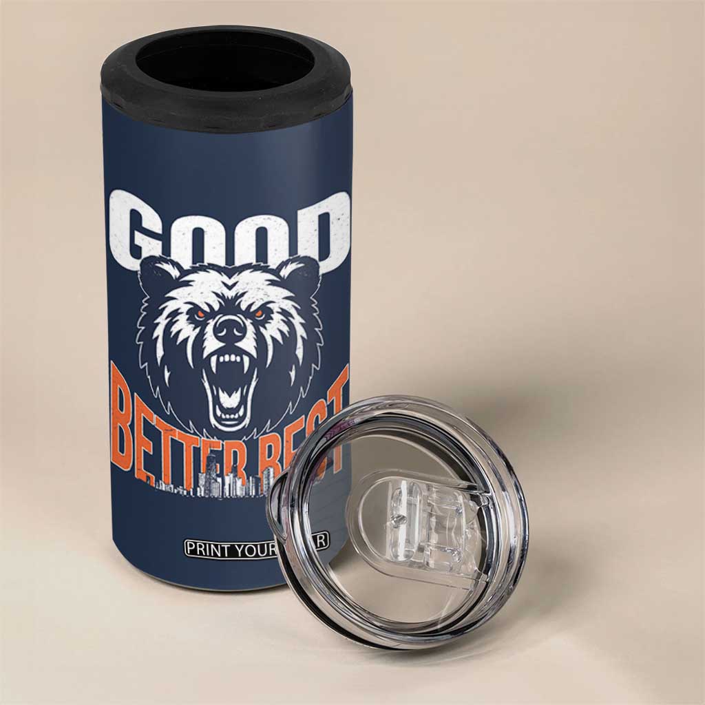 Good Better Best Graphic 4 in 1 Can Cooler Tumbler Motivational Sports Fan Chicago Skyline TS02 Print Your Wear