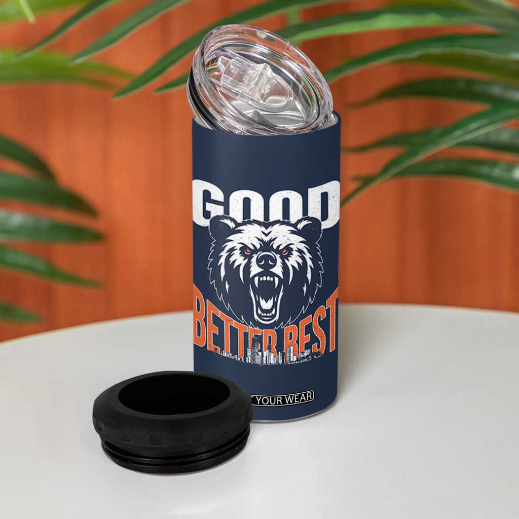 Good Better Best Graphic 4 in 1 Can Cooler Tumbler Motivational Sports Fan Chicago Skyline TS02 Print Your Wear