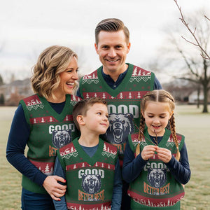 Good Better Best Fierce Bear V-Neck Knit Sweater Vest Motivational Football Fan Chicago Skyline TS02 Red Green Print Your Wear