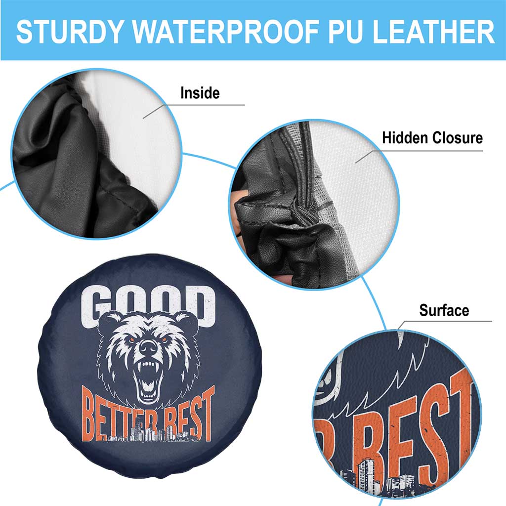 Good Better Best Graphic Spare Tire Cover Motivational Sports Fan Chicago Skyline TS02 Print Your Wear