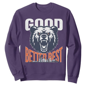 Good Better Best Graphic Sweatshirt Motivational Sports Fan Chicago Skyline TS02 Purple Print Your Wear