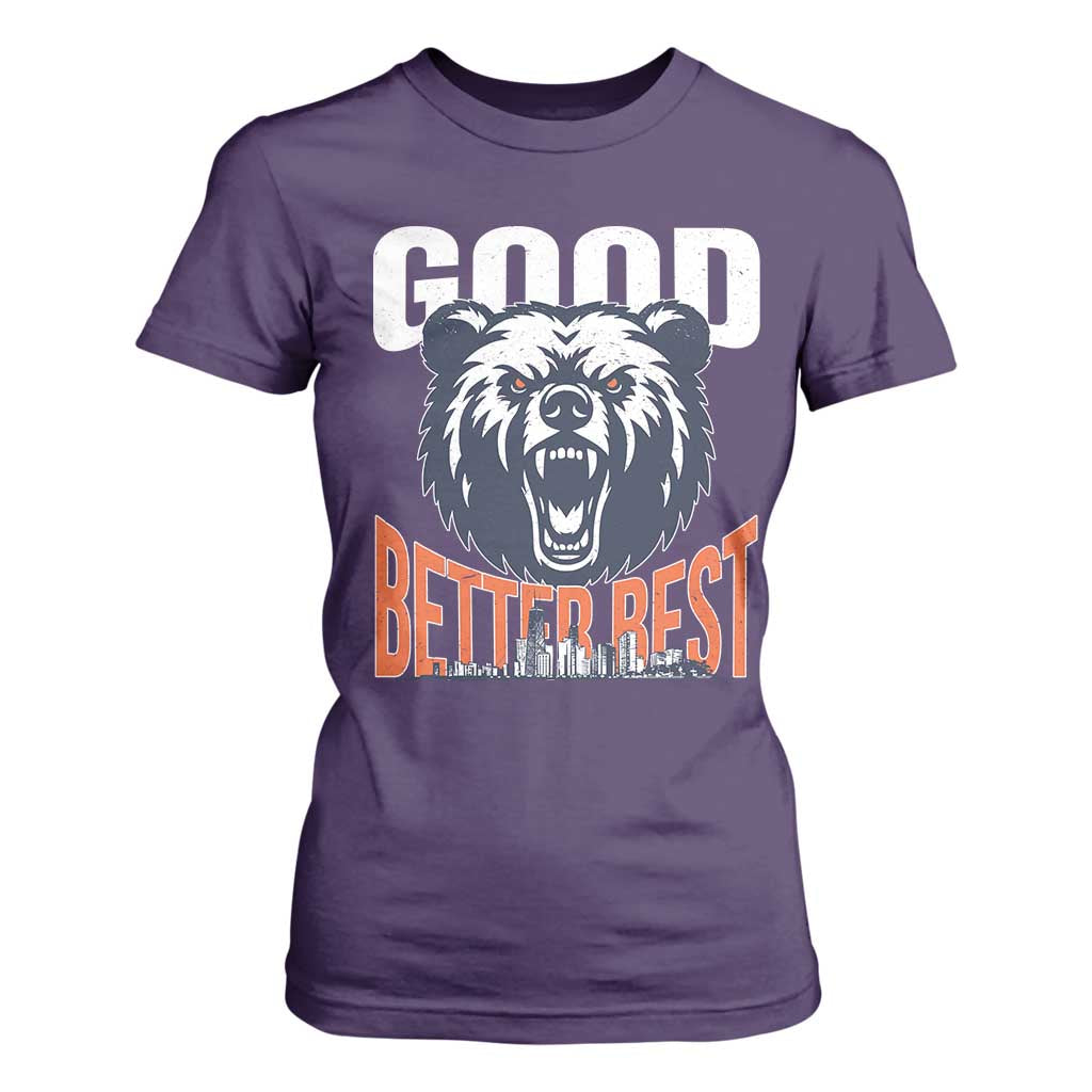 Good Better Best Graphic T Shirt For Women Motivational Sports Fan Chicago Skyline TS02 Purple Print Your Wear