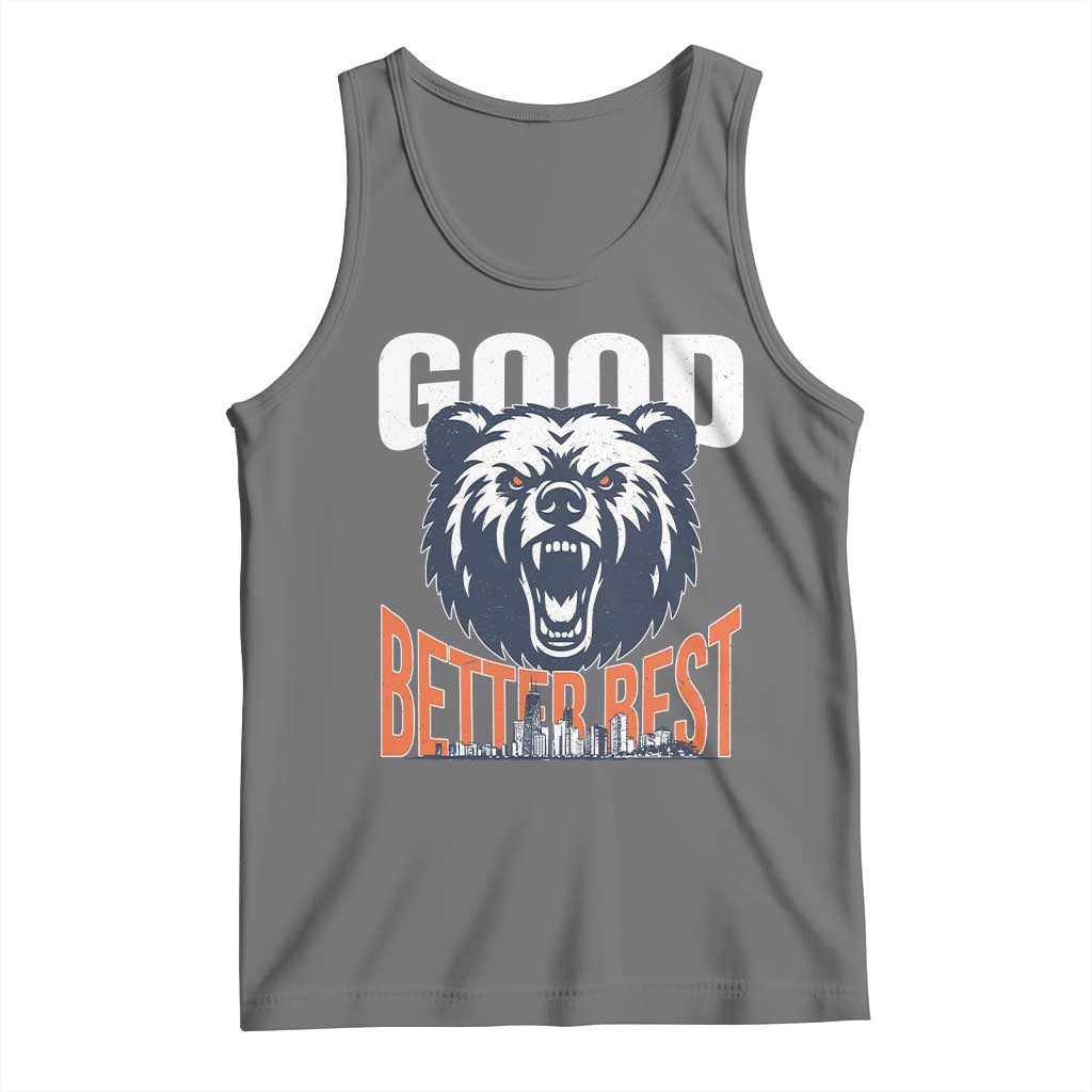 Good Better Best Graphic Tank Top Motivational Sports Fan Chicago Skyline TS02 Black Heather Print Your Wear
