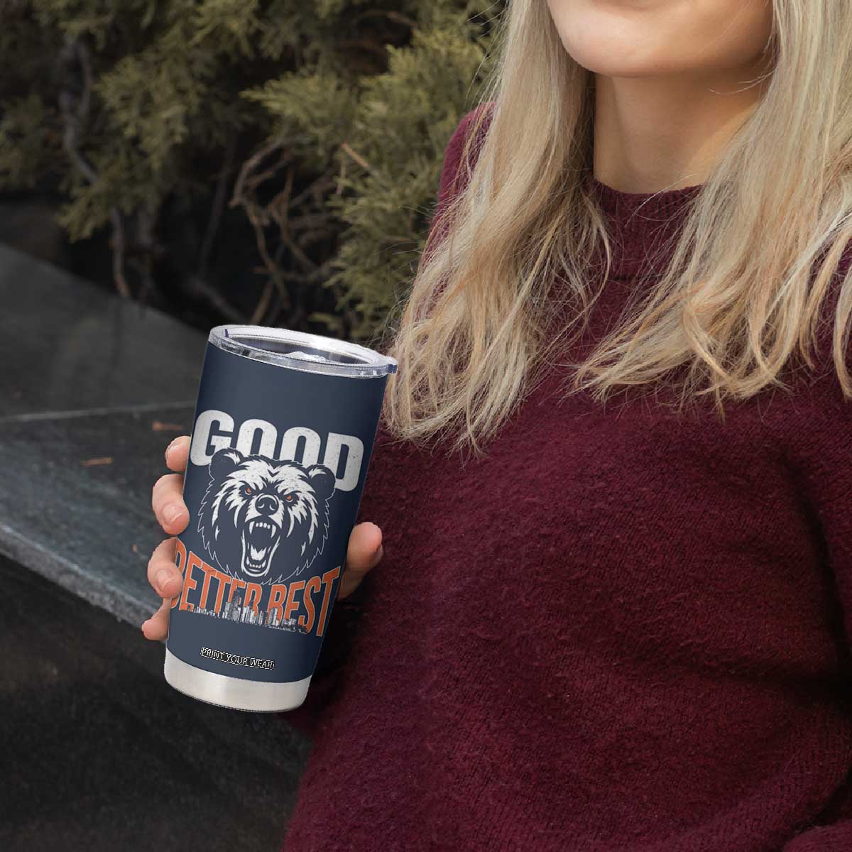 Good Better Best Graphic Tumbler Cup Motivational Sports Fan Chicago Skyline TS02 Print Your Wear