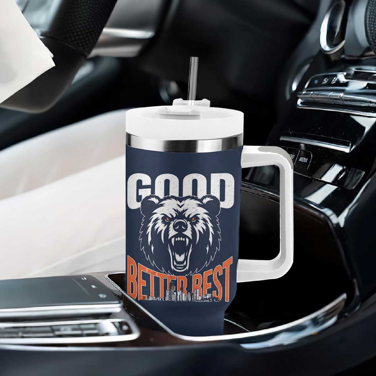 Good Better Best Graphic Tumbler With Handle Motivational Sports Fan Chicago Skyline TS02 Print Your Wear