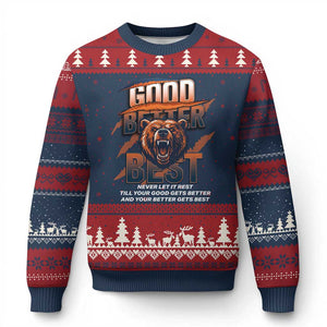 Good Better Best Motivational Fierce Graphic Ugly Christmas Sweater TS02 Navy Red Print Your Wear
