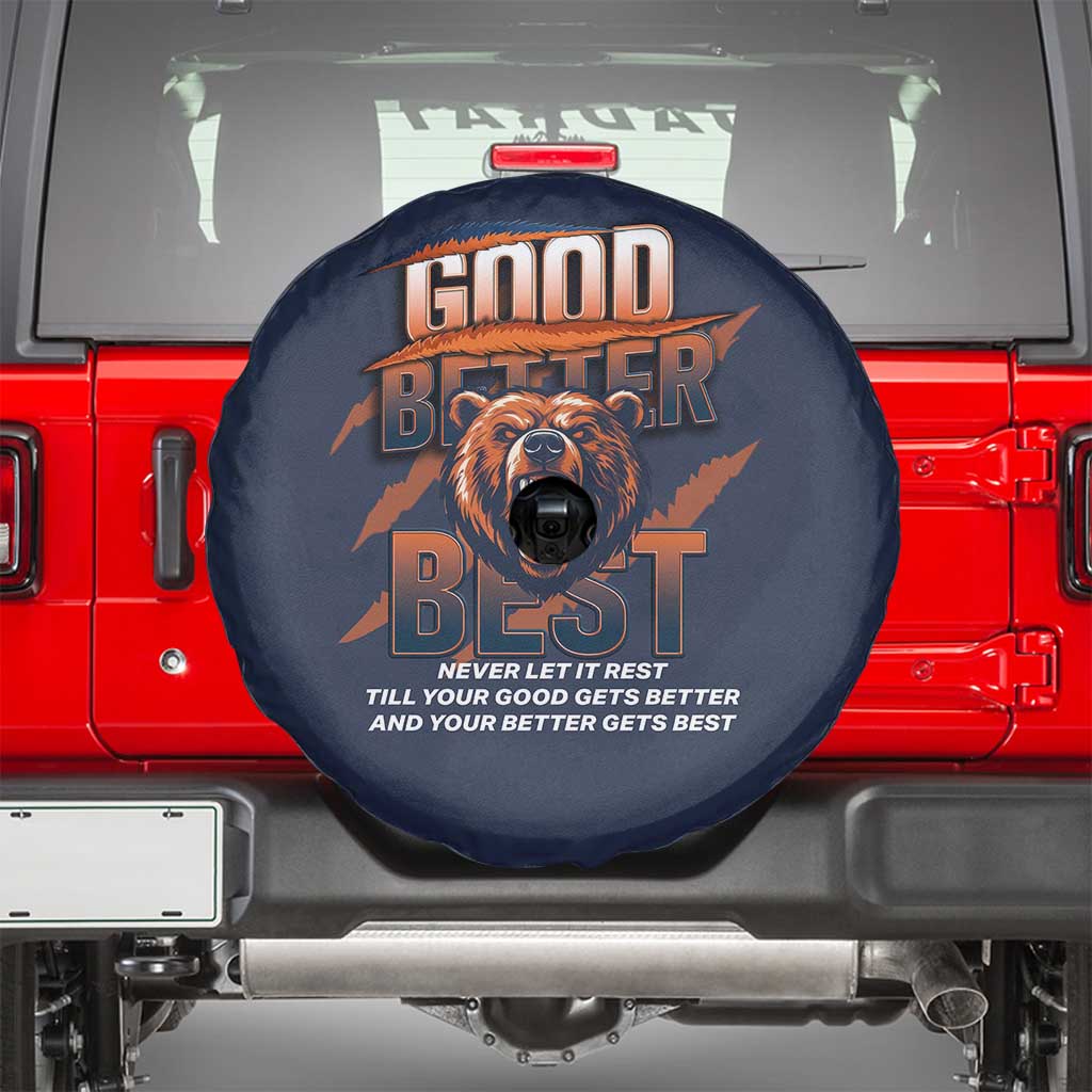 Good Better Best Motivational Fierce Graphic Spare Tire Cover TS02 Navy Print Your Wear