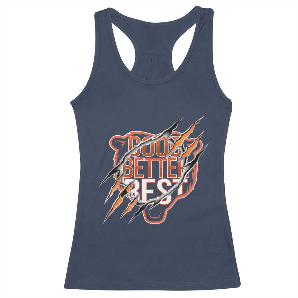 Good Better Best Graphic Racerback Tank Top Motivational Football Fans TS02 Navy Print Your Wear