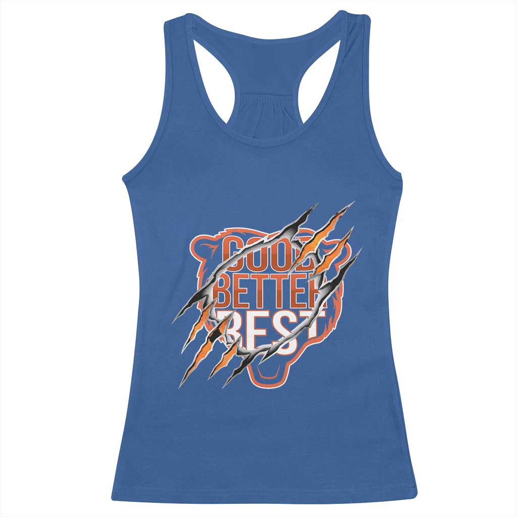 Good Better Best Graphic Racerback Tank Top Motivational Football Fans TS02 Royal Blue Print Your Wear