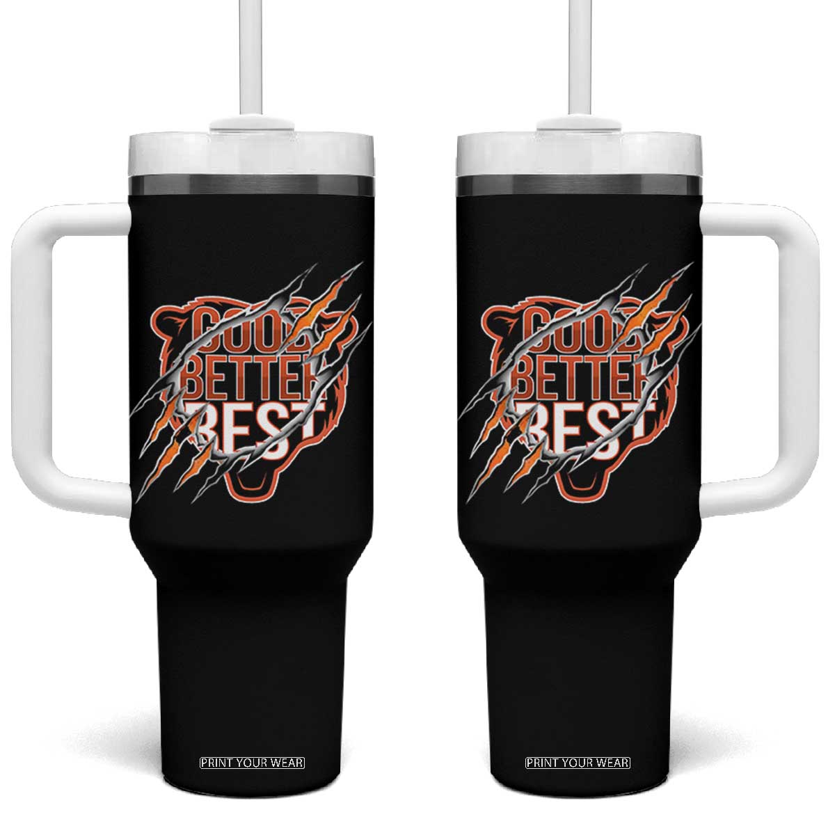 Good Better Best Graphic Tumbler With Handle Motivational Football Fans TS02 One Size: 40 oz Black Print Your Wear