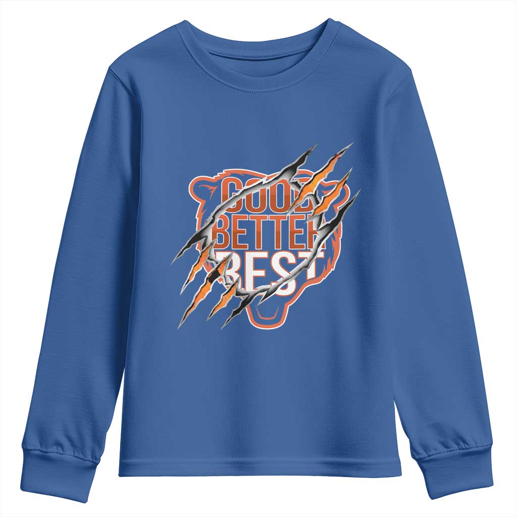 Good Better Best Graphic Youth Sweatshirt Motivational Football Fans TS02 Royal Blue Print Your Wear
