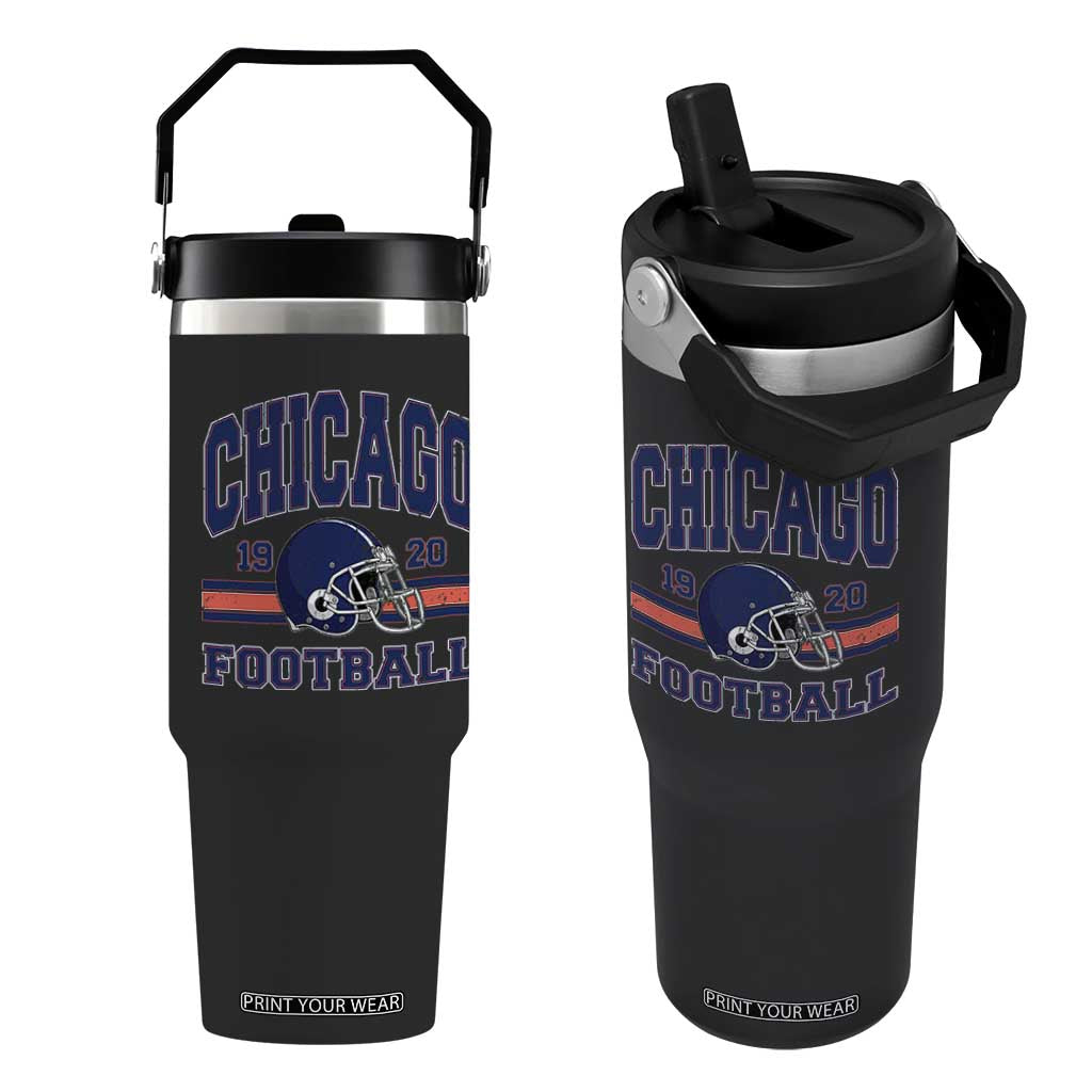 Chicago Football Lover Flip Straw Tumbler Windy City Pride Sports Fan TS02 One Size: 30 oz Black Print Your Wear