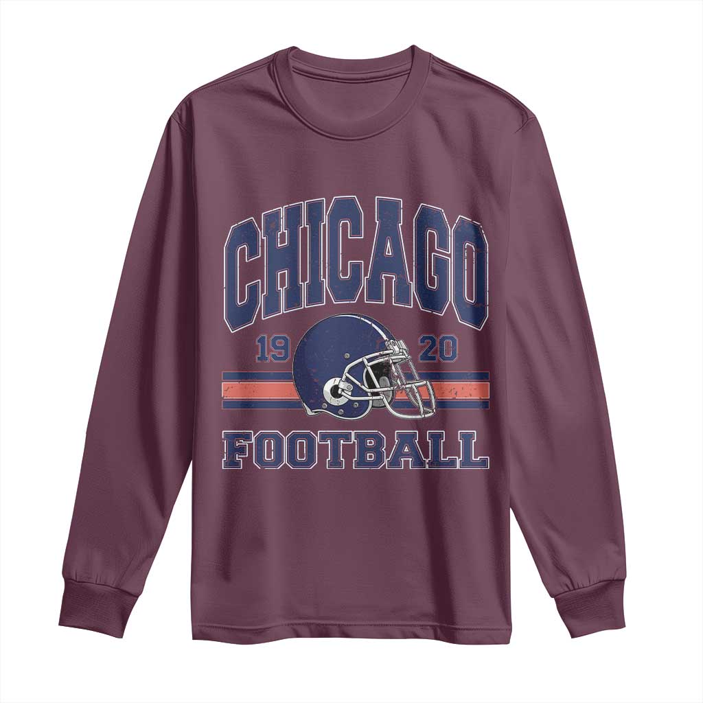 Chicago Football Lover Long Sleeve Shirt Windy City Pride Sports Fan TS02 Maroon Print Your Wear