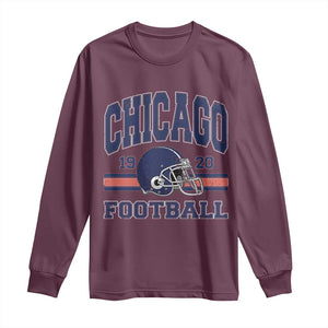 Chicago Football Lover Long Sleeve Shirt Windy City Pride Sports Fan TS02 Maroon Print Your Wear