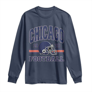 Chicago Football Lover Long Sleeve Shirt Windy City Pride Sports Fan TS02 Navy Print Your Wear