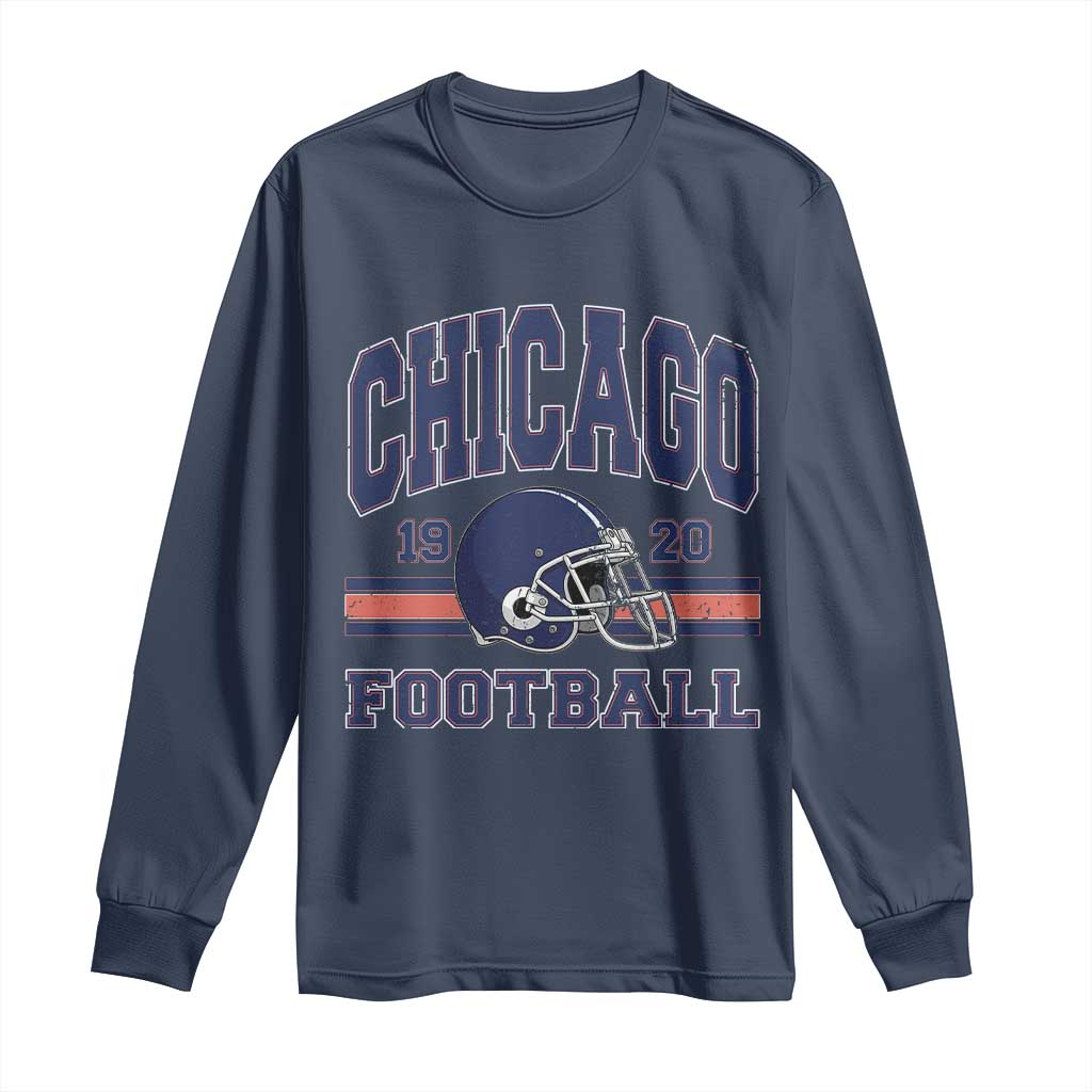Chicago Football Lover Long Sleeve Shirt Windy City Pride Sports Fan TS02 Navy Print Your Wear