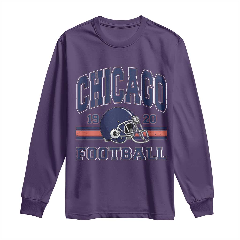 Chicago Football Lover Long Sleeve Shirt Windy City Pride Sports Fan TS02 Purple Print Your Wear