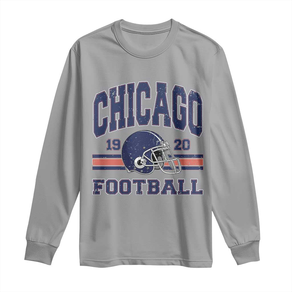 Chicago Football Lover Long Sleeve Shirt Windy City Pride Sports Fan TS02 Sport Gray Print Your Wear