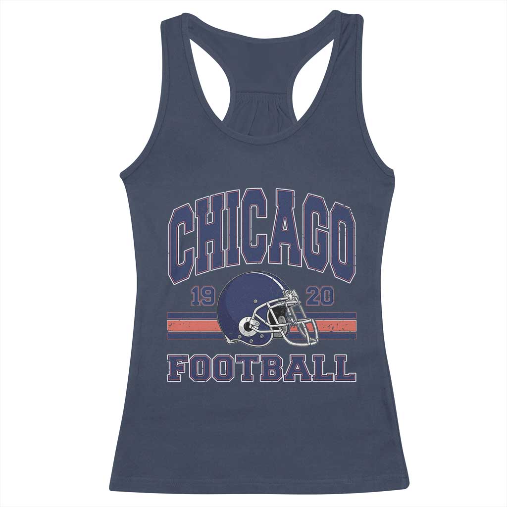 Chicago Football Lover Racerback Tank Top Windy City Pride Sports Fan TS02 Navy Print Your Wear