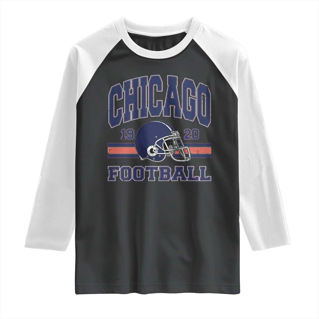 Chicago Football Lover Raglan Shirt Windy City Pride Sports Fan TS02 Black White Print Your Wear