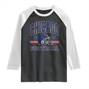 Chicago Football Lover Raglan Shirt Windy City Pride Sports Fan TS02 Black White Print Your Wear