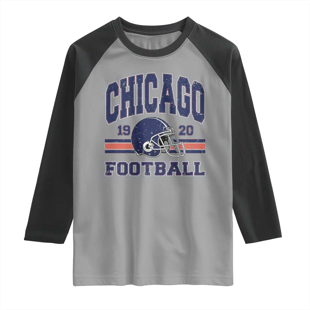 Chicago Football Lover Raglan Shirt Windy City Pride Sports Fan TS02 Sport Gray Black Print Your Wear