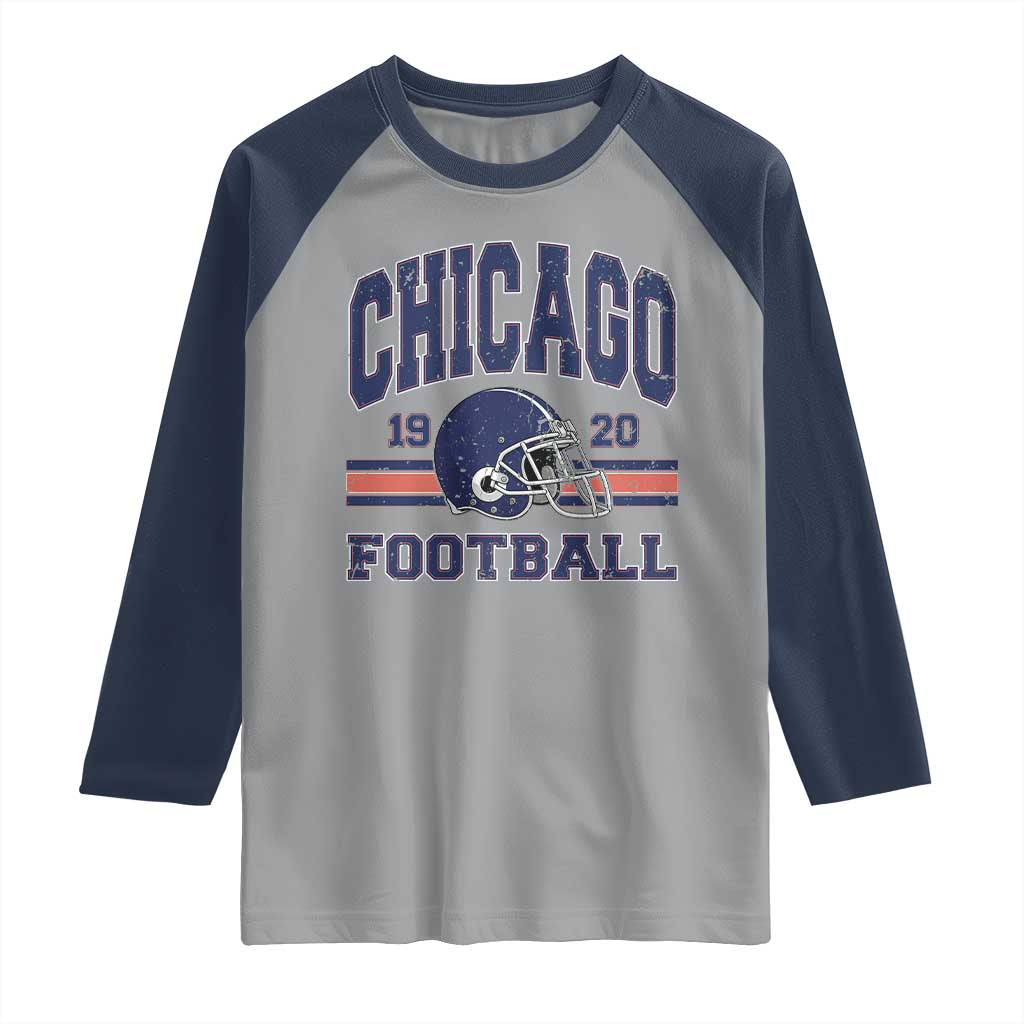 Chicago Football Lover Raglan Shirt Windy City Pride Sports Fan TS02 Sport Gray Navy Print Your Wear