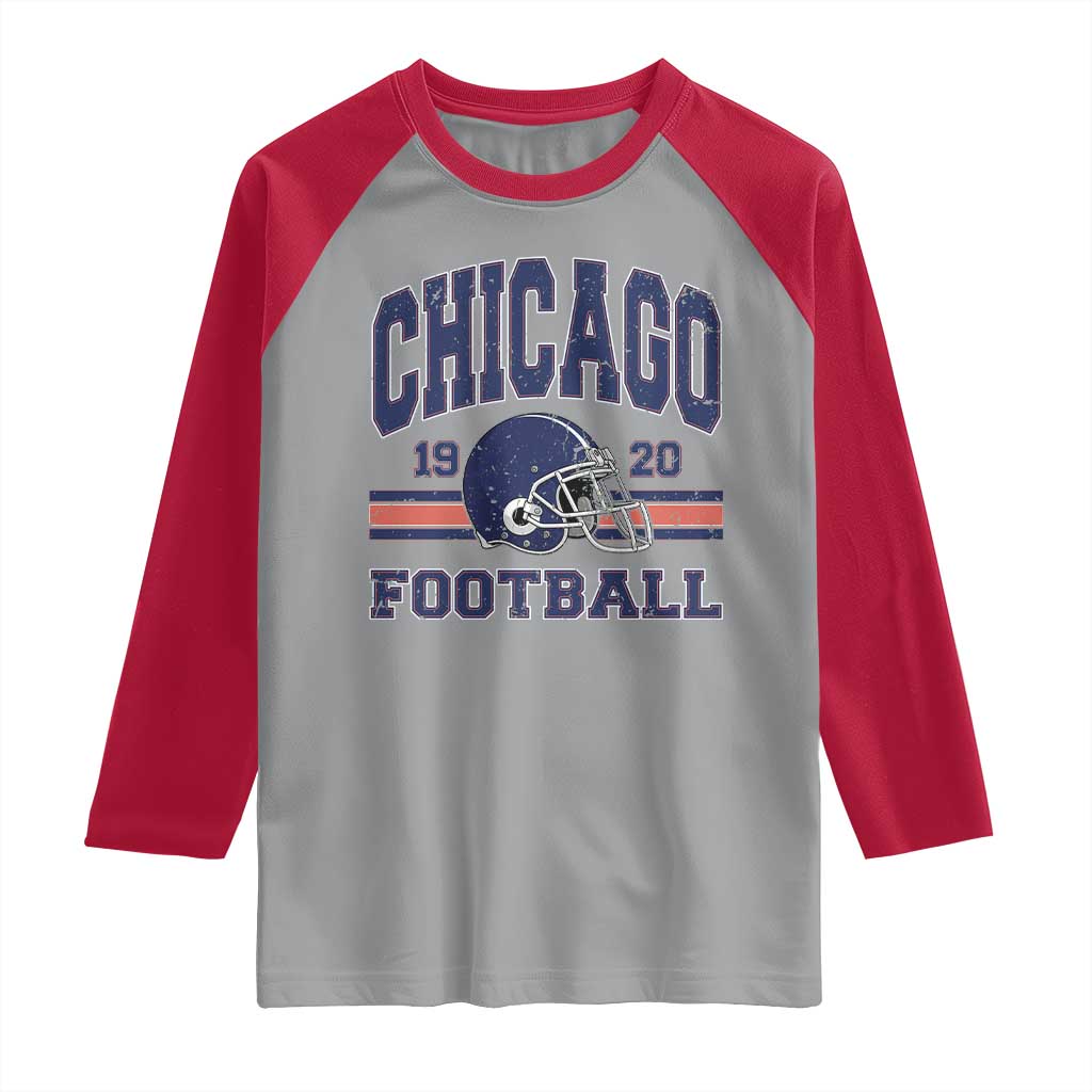 Chicago Football Lover Raglan Shirt Windy City Pride Sports Fan TS02 Sport Gray Red Print Your Wear