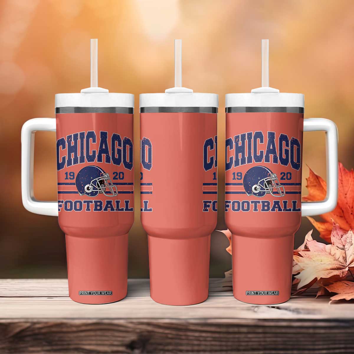 Chicago Football Lover Tumbler With Handle Windy City Pride Sports Fan TS02 Print Your Wear