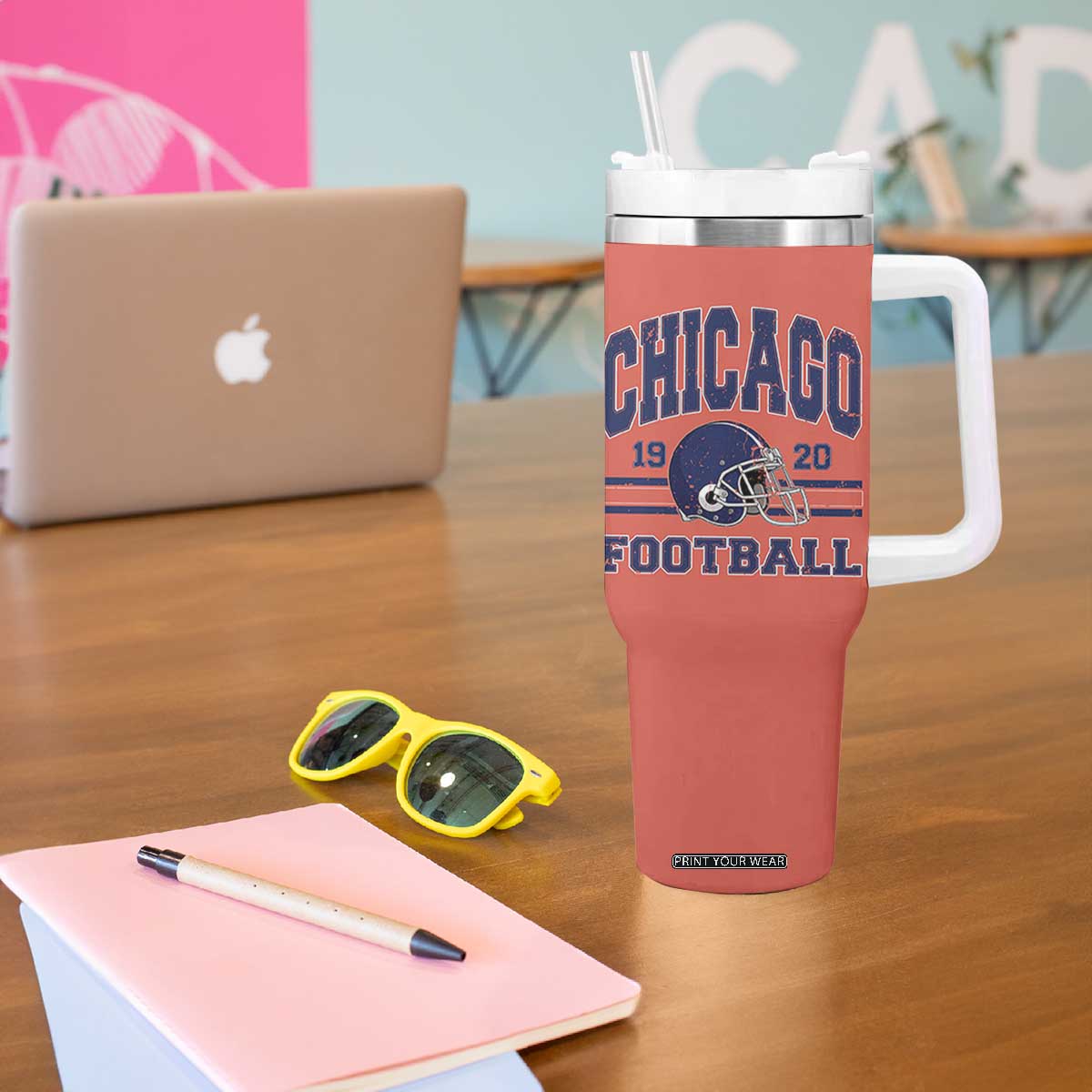Chicago Football Lover Tumbler With Handle Windy City Pride Sports Fan TS02 Print Your Wear