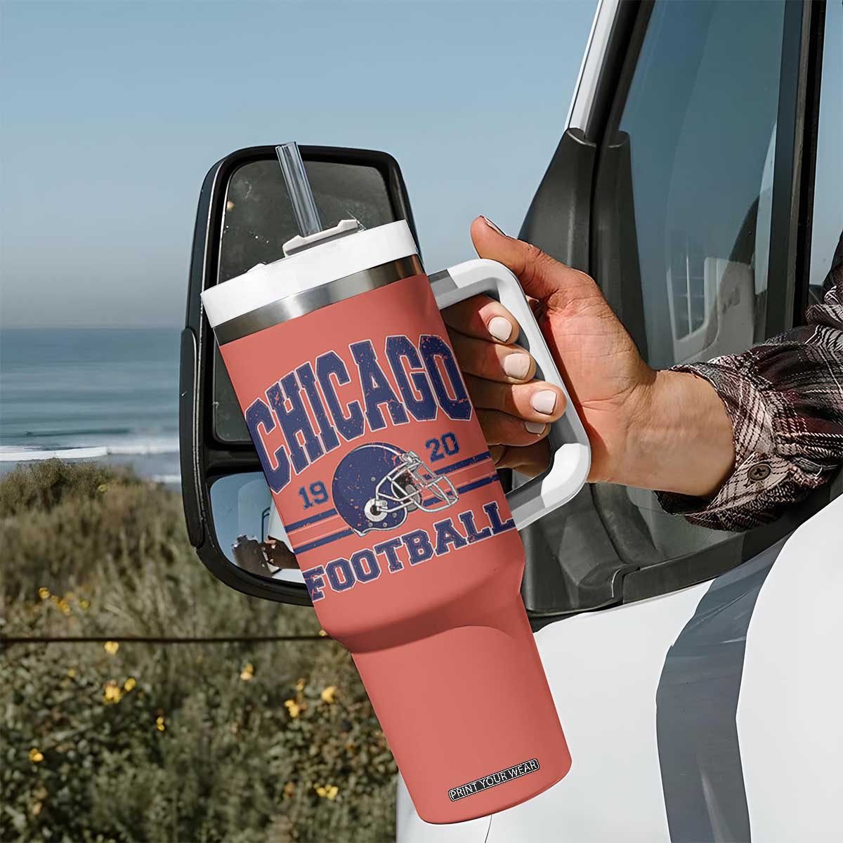 Chicago Football Lover Tumbler With Handle Windy City Pride Sports Fan TS02 Print Your Wear