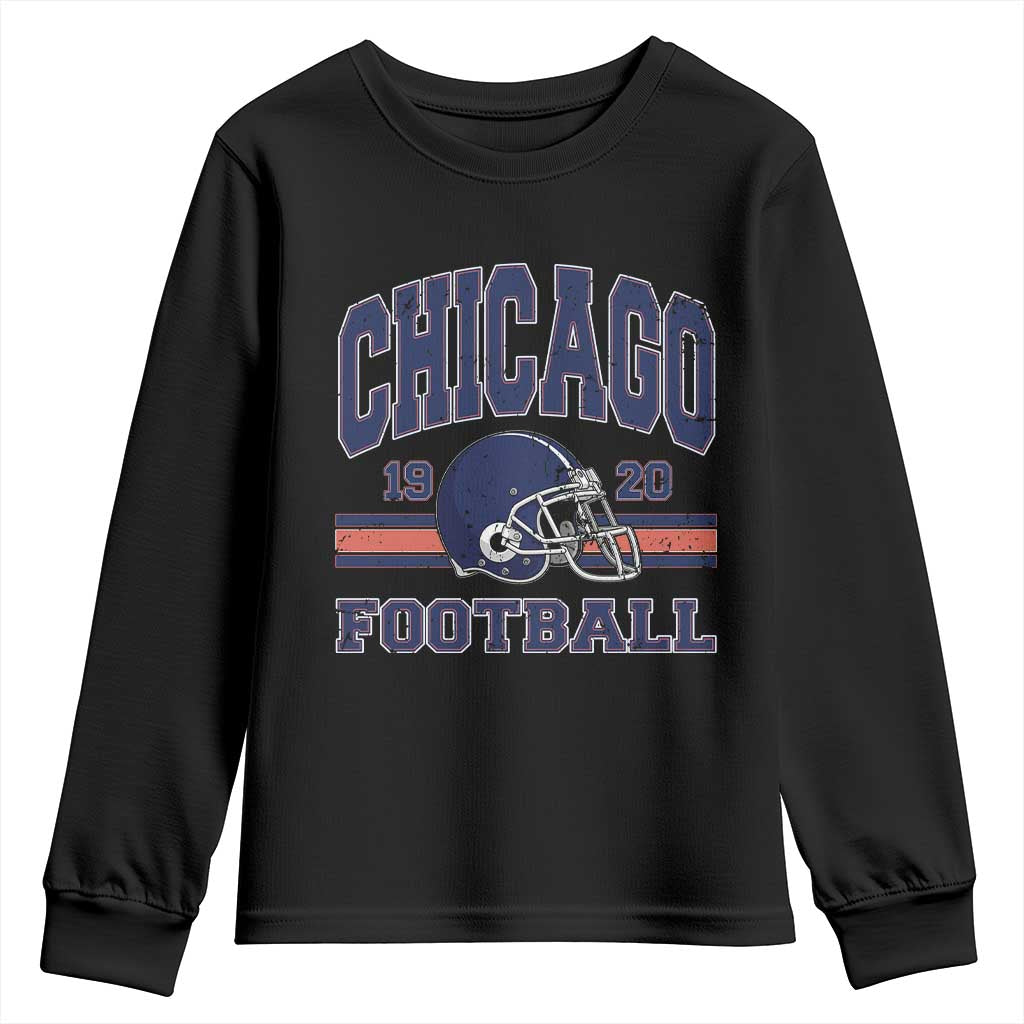 Chicago Football Lover Youth Sweatshirt Windy City Pride Sports Fan TS02 Black Print Your Wear